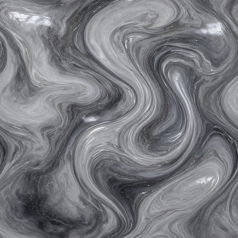 Sample of figure-eight marble metallic epoxy in pearl and charcoal
