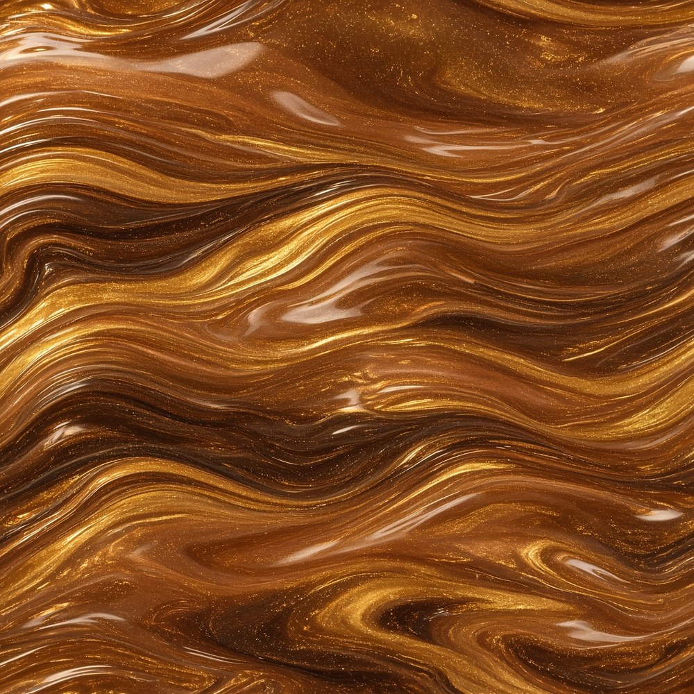 Sample of ribboning metallic epoxy with copper and gold flowing bands